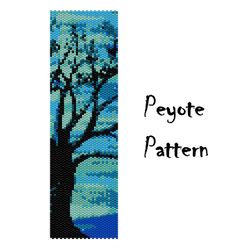 Tree Peyote Beading Pattern Bracelet, Seed Bead Patterns, Beaded Peyoted Pattern Digital PDF