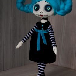 creepy art doll, spooky toy, halloween decor. halloween toy. collectible doll. gothic rag doll. gothic decor. monster
