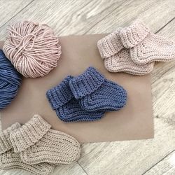 Handmade Knitted Newborn and Preemie Socks set Organic socks Baby shower gift Gift for a Preemie