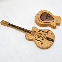 Guitar pick box gift personalized acoustic guitar picks holder for custom gift for music lover, engraved pick case