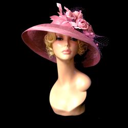 pink derby hat, Royal Ascot hat, kentucky derby hat purple, wedding guest hat