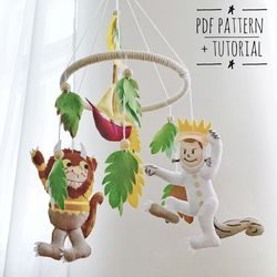 Where the Wild Things Are baby mobile pattern DIY felt doll pattern Woodland nursery mobile