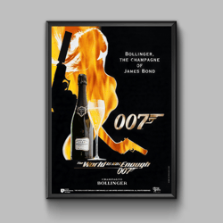 Bollinger the champagne of James Bond, vintage poster, digital download