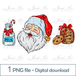 christmas cookies santa milk 1 png file merry christmas sublimation kids christmas clipart design digital download