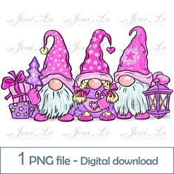 Pink Christmas Gnomes 1 PNG file Merry Christmas Sublimation Pink Christmas clipart kids design Digital download