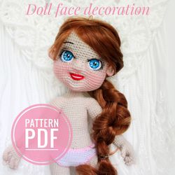 Doll face pattern Amigurumi doll eyes pattern PDF in English Crochet doll face