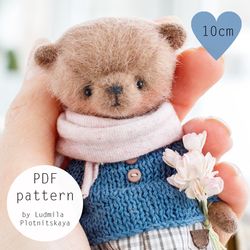 Miniature teddy bear pattern, joint teddy bear 10 cm