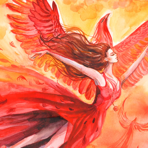 Woman Phoenix Phoenix Painting Goddess Phoenix Original Art Woman Bird Art - Inspire ...