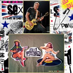 Steve Jones retro girls guitar stickers + logo Sex Pistols free gift!