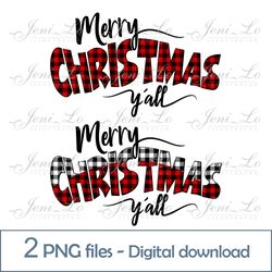 Merry christmas letters 2 PNG files Buffalo Plaid Sublimation Red Cage clipart Christmas design Digital download
