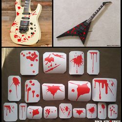 Blood red bloody streaks drops Guitar stickers decal blots metal style Graphics