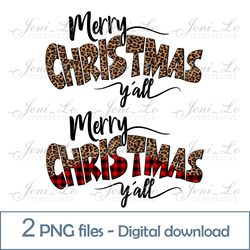 Merry christmas letters 2 PNG files Leopard clipart Buffalo Plaid Sublimation Christmas design Digital download