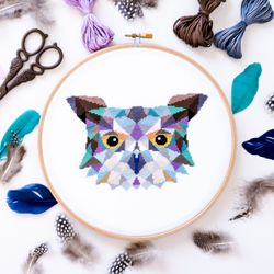 Geometric Owl Cross Stitch Pattern