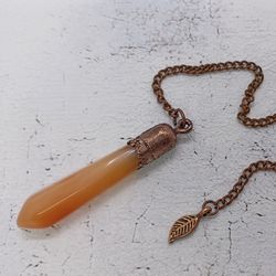 Carnelian pendulum necklace electroformed  Carnelian jewelry Dowsing divination pendulum Crystal pendulum