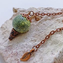 Serpentine pendulum necklace Crystal pendulum serpentine Metaphysical jewelry