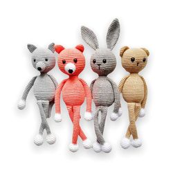 Crochet patterns, Crochet animals bear, bunny, fox, wolf