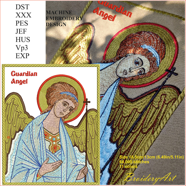 Guardian Angel machine embroidery design - Inspire Uplift