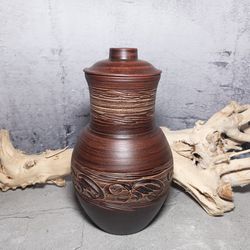 Pottery handmade jug 84.53 fl.oz Eco-friendly pitcher Handmade red clay
