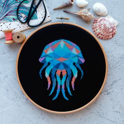Geometric Jellyfish Cross Stitch Pattern