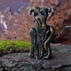 Beltane Horned Doll, Loki God, Vikings Celtic Pagan Doll, Statue Ooak, Idol figurine polymer clay, Primitive figure
