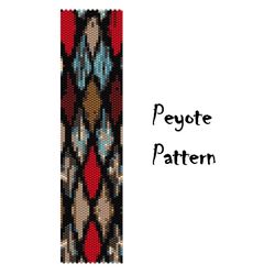 Ethnic Peyote Beading Pattern Bracelet, Seed Bead Patterns, Beaded Graph Bracelet Pattern, Digital PDF