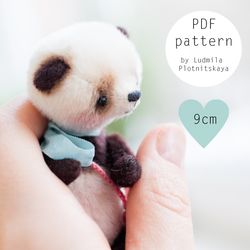 Miniature teddy bear panda pattern, joint teddy bear 9 cm
