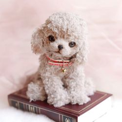 Handmade dog Maltipoo, collectible toy home animals , realistic toy dog, dog sculpture  lover gift