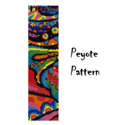 Colorful Peyote Beading Pattern, Colored Seed Bead Bracelet Pattern, Beaded Pattern Graph Digital PDF