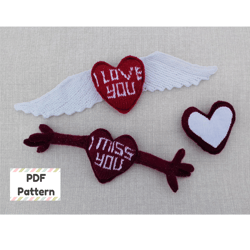 Knit heart pattern, Set of 3 knit Valentine patterns, Heart knitting pattern, Knitted heart pattern, Knit toy pattern