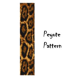 Leopard Peyote Beading Pattern, Wild Cat Seed Beaded Bracelet, Bead Graph Pattern Digital PDF