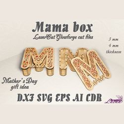 Mather's day gift, Mama box, vector files for laser cut,cnc plan, for 3 and 4 mm, glowforge, cricut DXF CDR ai eps svg