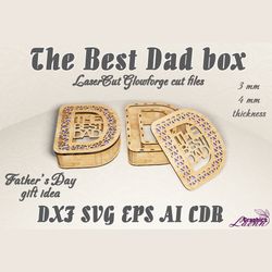fathers's day, the best dad box, vector files for laser cut,cnc plan, for 3 and 4 mm,glowforge,cricut dxf cdr ai eps svg