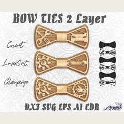 Bow ties Cars 2 layers set laser cut vector, cnc plan, glowforge, cricut, any thickness,DXF CDR SVG ai eps vector files