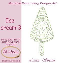 Ice cream 3 One machine embroidery motif in 8 embroidery formats for in 15 sizes.