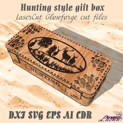 Hunting BOX vector model for laser cut vectorplan, 3, 3,2 mm (355,6x160x92 mm), DXF CDR ai svg eps vector files