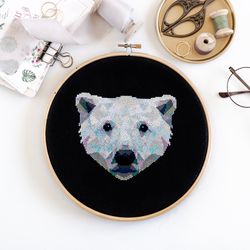 Geometric Polar Bear Cross Stitch Pattern