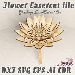 Flower 1 vector model for laser cut cnc plan, 3 mm, DXF CDR ai eps svg vector files for laser cut