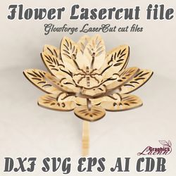 Flower 2 vector model for laser cut cnc plan, 3 mm, DXF CDR ai eps svg vector files for laser cut