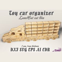 Truck toy car organizer vector model for laser cut cnc, 3 and 4 mm, DXF CDR ai svg eps vector files for laser cut