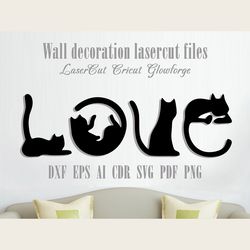 Cats wall decoration laser cut glowforge cricut vector model for laser cut cnc plan, any thickness, DXF CDR ai svg eps