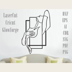 Girl/woman wall decoration laser cut glowforge cricut vector model for laser cut cnc plan, any thickness, DXF CDR ai svg