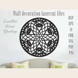 Round wall decoration laser cut glowforge cricut vector model for laser cut cnc plan, any thickness, DXF CDR ai svg eps