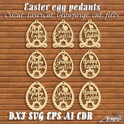 Vector model easter egg decorations 9 designs for laser cut, cnc, glowforge, cricut, any thicknesses, DXF CDR ai eps svg