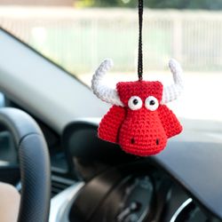 Red bull car hanging, car accessories, rear view mirror charm, soft car pendant