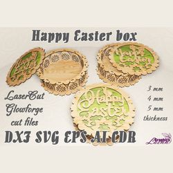 Round Ester Box vector model with egg stand for laser cut vectorplan, 3 mm, glowforge, DXF CDR ai eps svg vector files