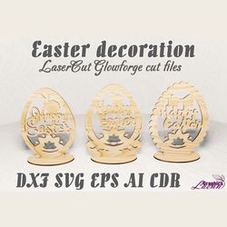 Vector model easter egg stands 9 designs for laser cut cnc, for 3,4 and 5 mm thicknesses, glowforge, DXF CDR ai eps svg