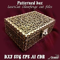 Patterned BOX vector model for laser cut cnc plan, 2, 3 and 4 mm, DXF CDR ai eps svg vector files for laser cut