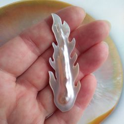 Carved Mother of Pearl Cabochon with natural Mabe Pearl