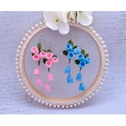 Crochet flower earrings, Kawaii earrings, Novelty earrings, Cool earrings.