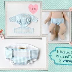 DIY diaper for Waldorf doll 14 inch (36 cm) tall. PDF tutorial and sewing pattern.